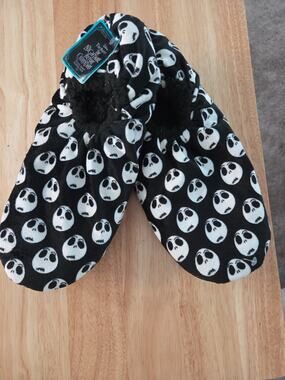 Disney Nightmare Before Christmas Jack Skellington Fuzzy Slipper Socks L/XL NWT
